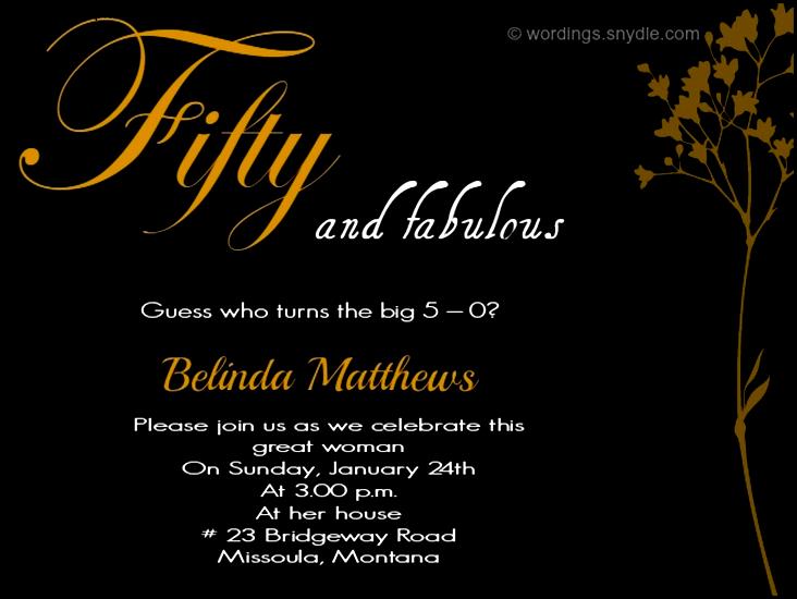 50th Birthday Invitation Wording Sample Templates