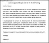 Acknowledgement Sample Letter for On the Job Training