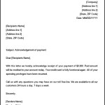 Acknowledgment of Payment – Sample Acknowledgement Letter