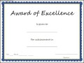 Award of Excellence Certificate Template