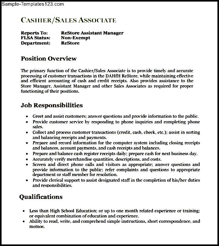 what to write in resume for cashier