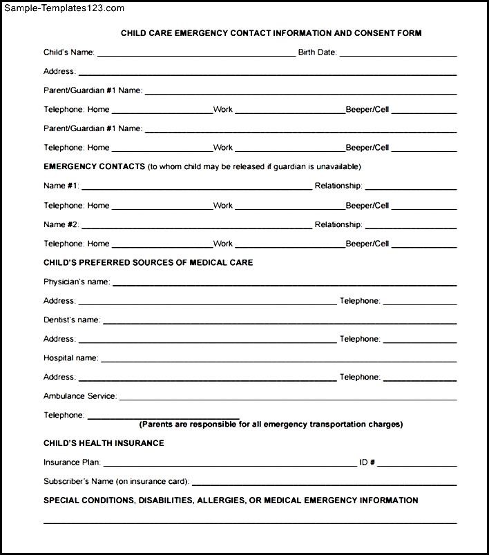 Sample Contact Information Form