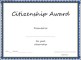 Citizenship Award Certificate Template