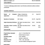 Computer Engineering Resume Template for Freshers