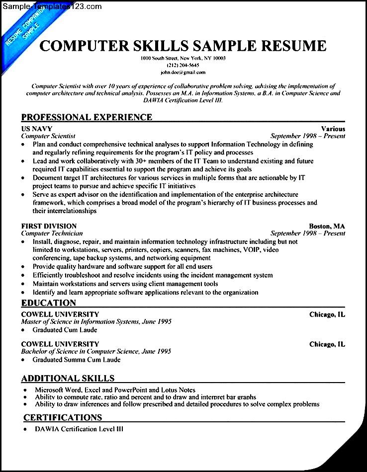 how to write resume for computer skills