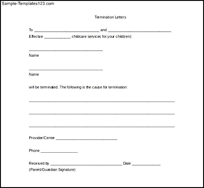 Download Blank Daycare Termination Letter to Parents Sample Templates
