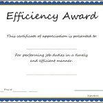 Efficiency Award Certificate Template