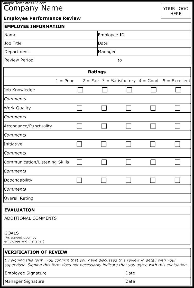 Free Printable Employee Evaluation Template Printable Templates