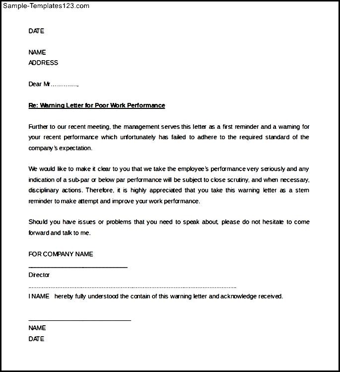 Warning Letter For Poor Attendance