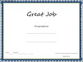 Great Job Award Certificate Template