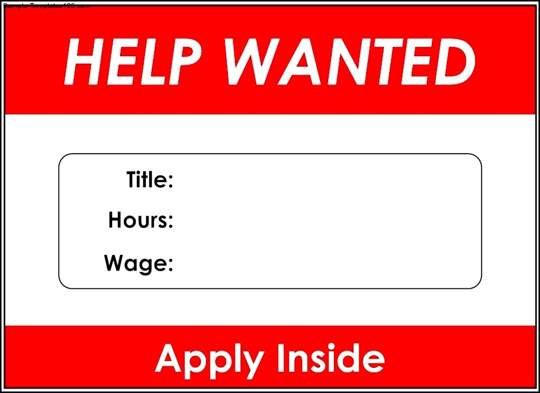 Help Wanted Sign Template Sample Templates Sample Templates