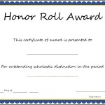 Honor Roll Award Certificate Template