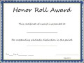 Honor Roll Award Certificate Template