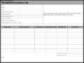 Household Inventory List Template