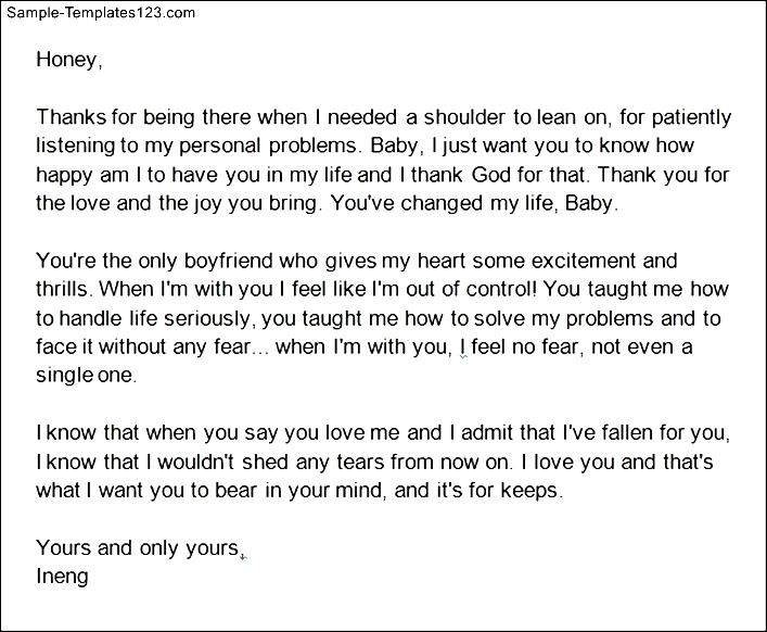 Love Letter to write a Boyfriend - Sample Templates.