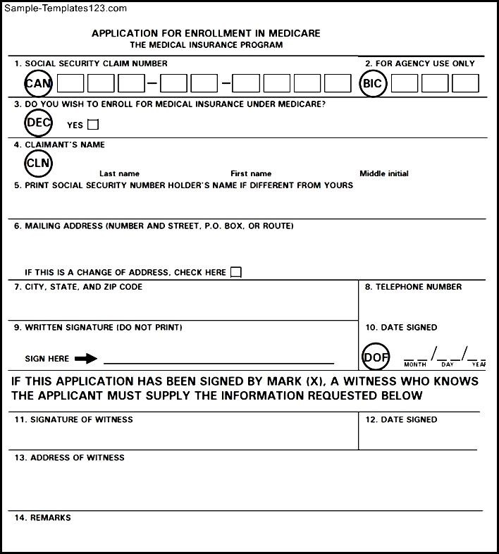Medicare Application Form Online Sample Templates Sample Templates
