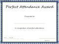 Perfect Attendance Award Certificate Template