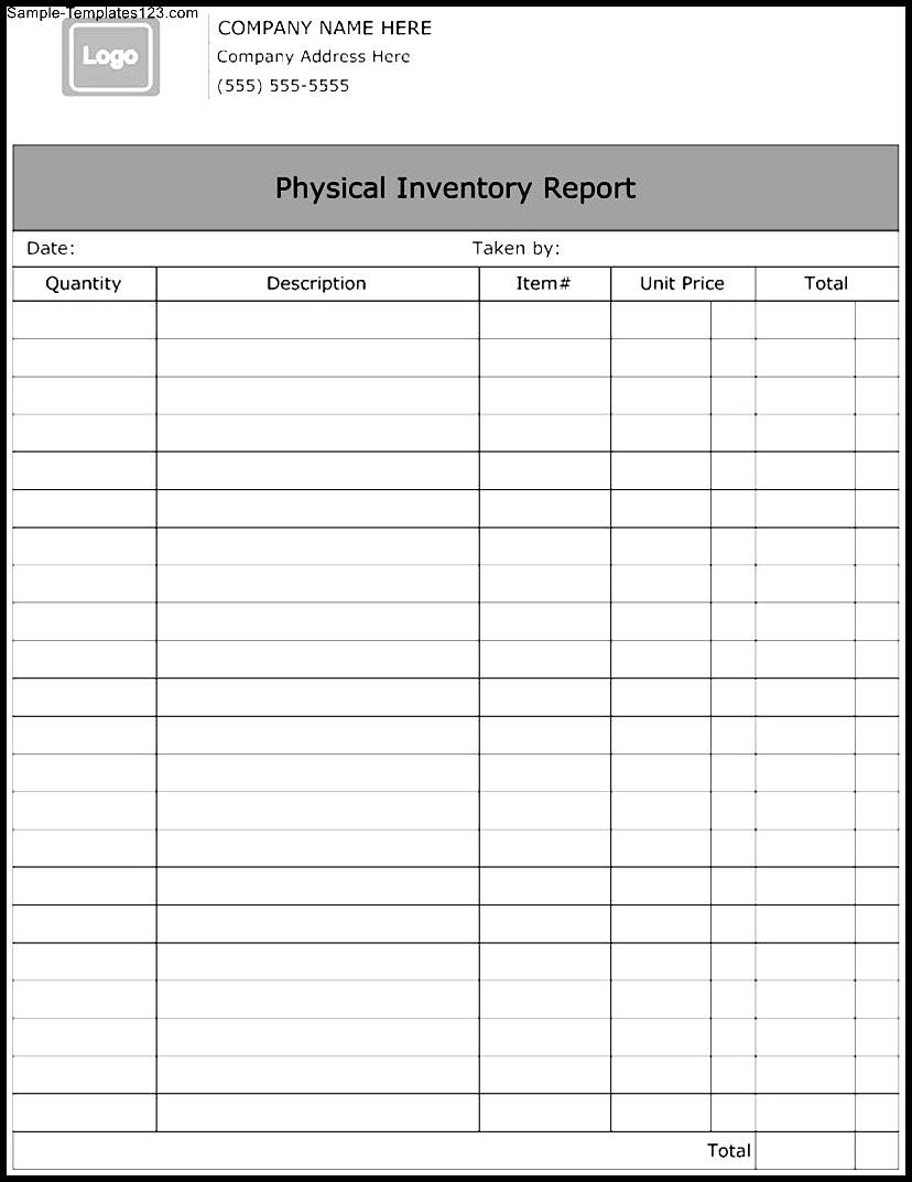 Physical Inventory Report Template Sample Templates Sample Templates