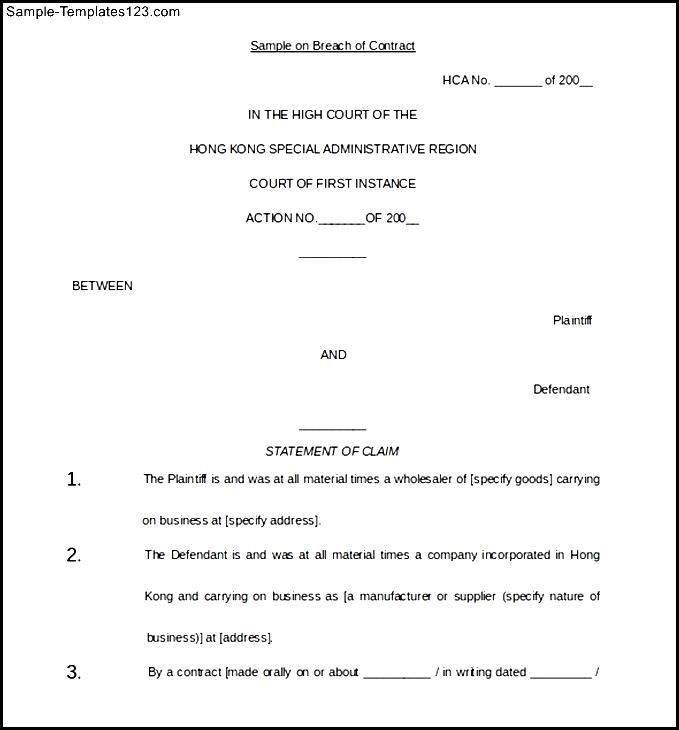 Printable Demand Letter Template Breach Of Contract Sample Templates 