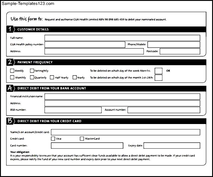 Printable Direct Debit Form Sample Templates