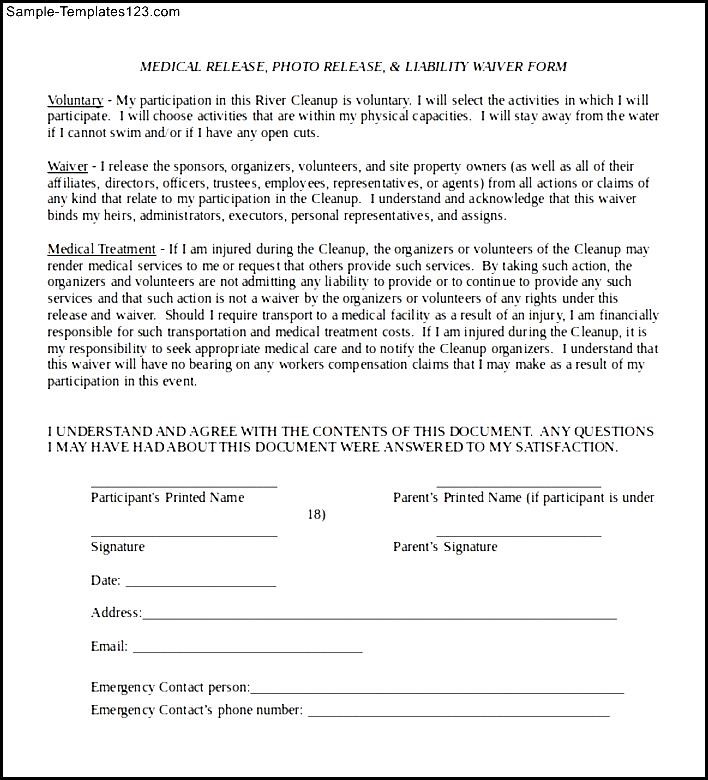 Free Printable Waiver Forms Printable Forms Free Online