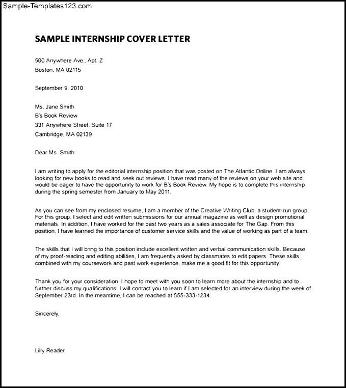 Proffesional Cover Letter for Internship Sample PDF Free ...