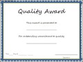 Quality Award Certificate Template