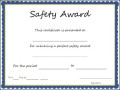 Safety Award Certificate Template