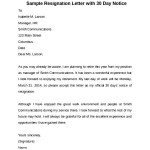 Sample 30 Days Notice Letter