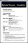 Sample Academic CV Template Free