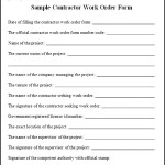Sample Contractor Work Order Form