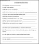 Sample Course Evaluation Form Format