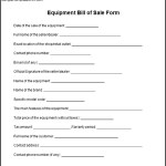 Sample Equipment Bill of Sale Form