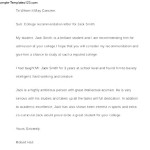 Sample Example For College Reference Letter