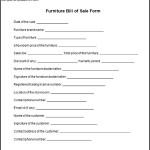 Sample Furniture Bill of Sale Form