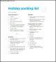Sample Holiday Packing List Template