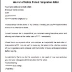 Sample Notice Period Resignation Letter