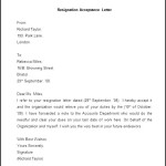 Sample Resignation Acceptance Letter