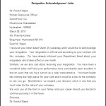 Sample Resignation Acknowledgement Letter