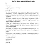Sample Retail Internship Cover Letter