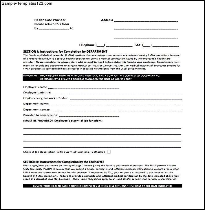 Simple FMLA Form Sample Templates Sample Templates