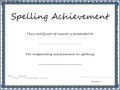 Spelling Achievement Certificate Template