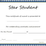 Star Student Award Certificate Template