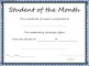 Student of the Month Certificate Template