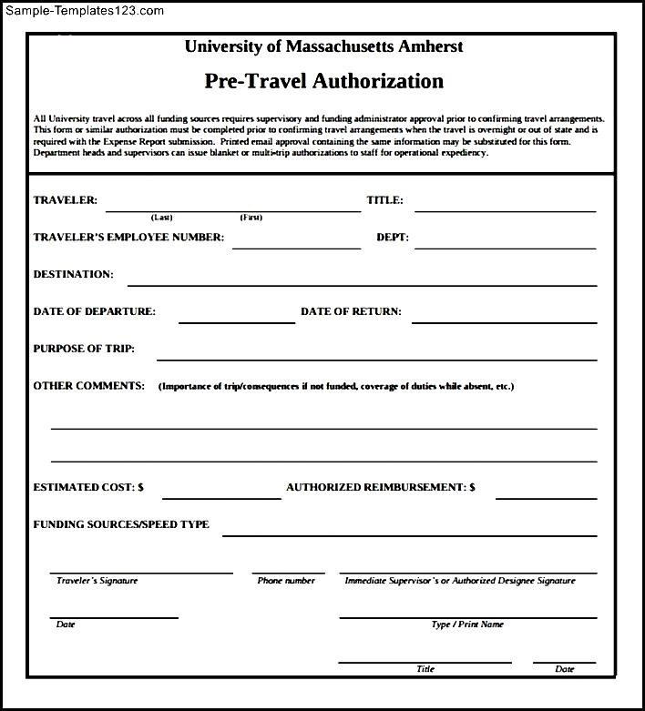 travel request authorization form