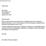 Two Week Job Resignation Letter