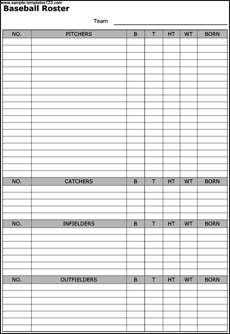 Baseball Roster Template Sample Templates Sample Templates