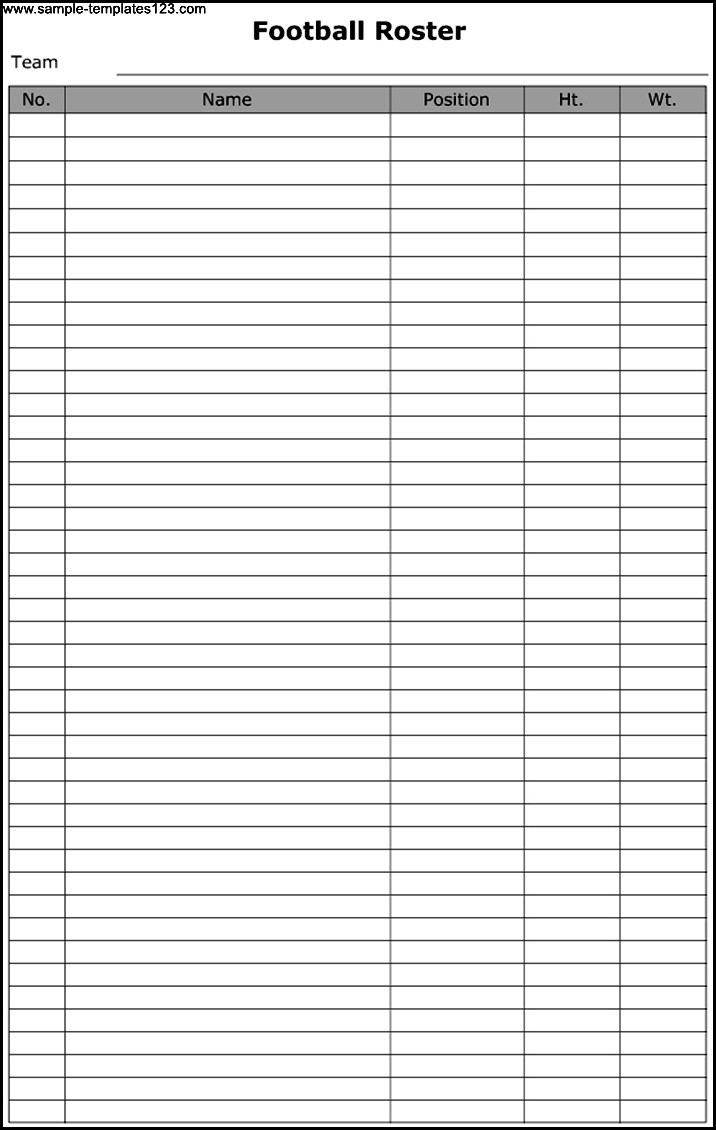 Football Roster Template Sample Templates Sample Templates