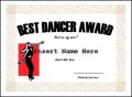 Best Dancer Award Funny Certificate Template