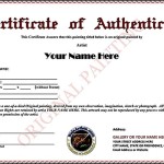 Certificate of Authenticity Art Template